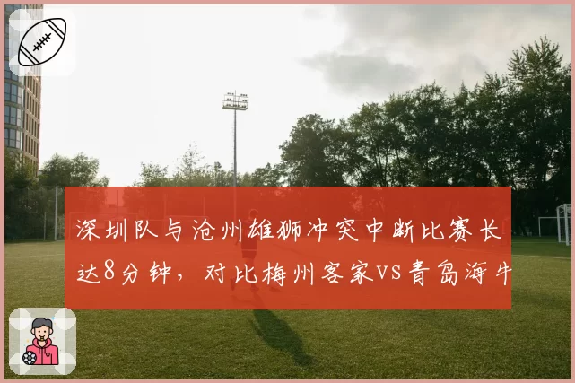 深圳队与沧州雄狮冲突中断比赛长达8分钟，对比梅州客家vs青岛海牛冲突仅2分钟，裁判控场能力对比